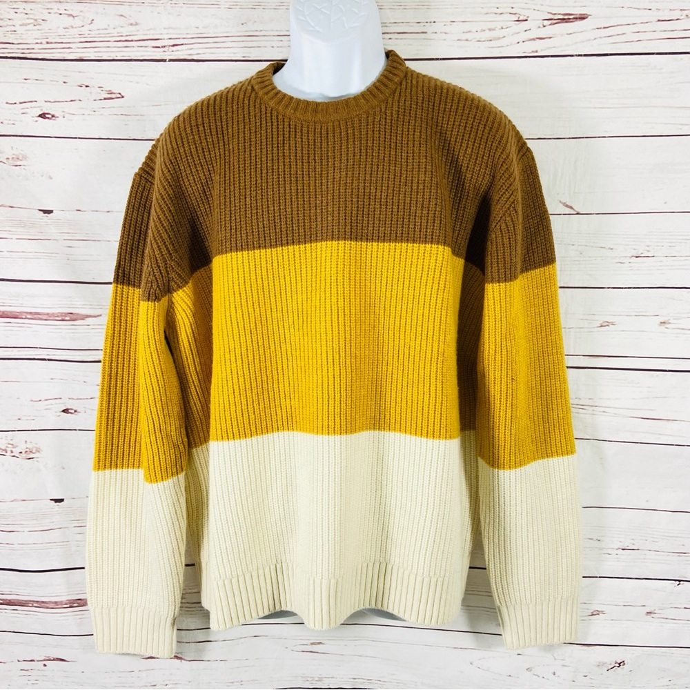 Levi’s San Francisco Sweater‎ Men’s Large Brown Yellow Wool Colorbock Oversized.